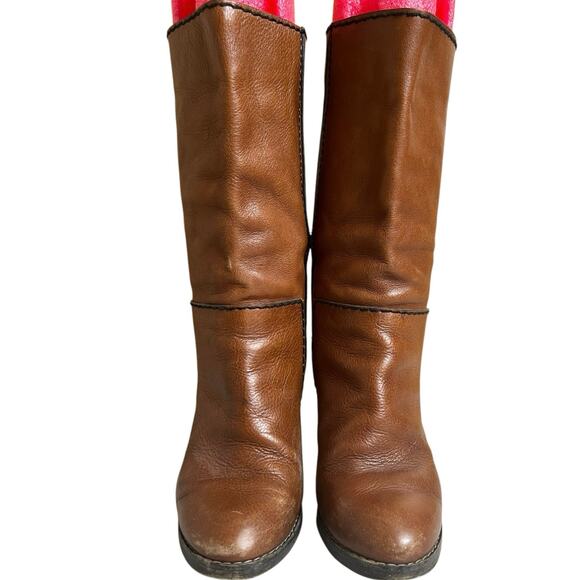 Chloe Tall Leather Heel Boots Size 36 Made In Italy Bohemian Chic - Picture 1 of 9